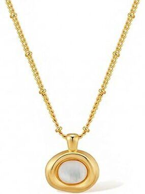 NEW Chunky Gold Stone Pendant Necklace Chunk Gemstone Dangle Elegant Fashion